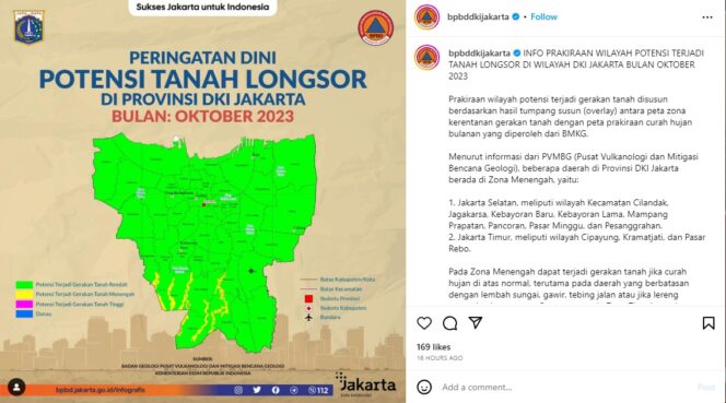 
Waspada, 11 Kecamatan di Jaktim dan Jaksel Berpotensi Tanah Longsor