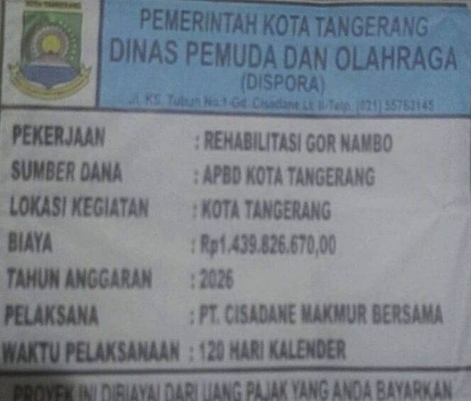 
Asosiasi Pengusaha Kota Tangerang Gugat Lelang Proyek Miliaran, Kadispora Terancam Dilaporkan ?